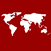 Icon einer Weltkarte auf rotem Hintergrund
