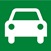 Icon eines weißen Autos auf grünem Hintergrund