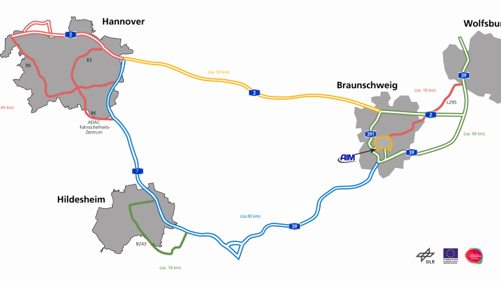 The route of the Test Bed Lower Saxony.